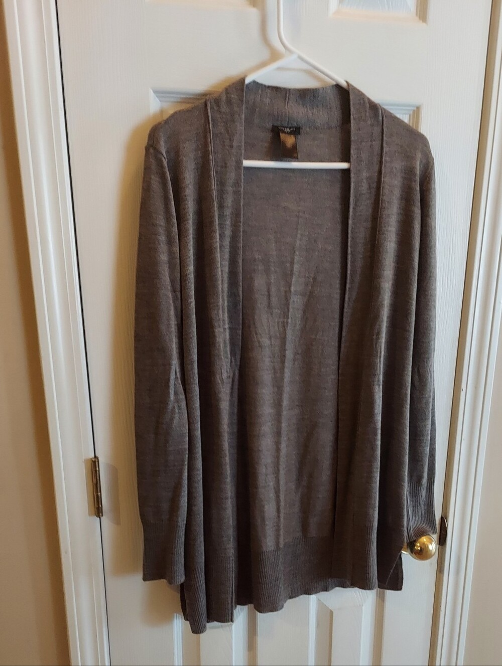 Ann Taylor Taupe Open-Front Cardigan Merino Wool Blend -  Petite Large NWOT